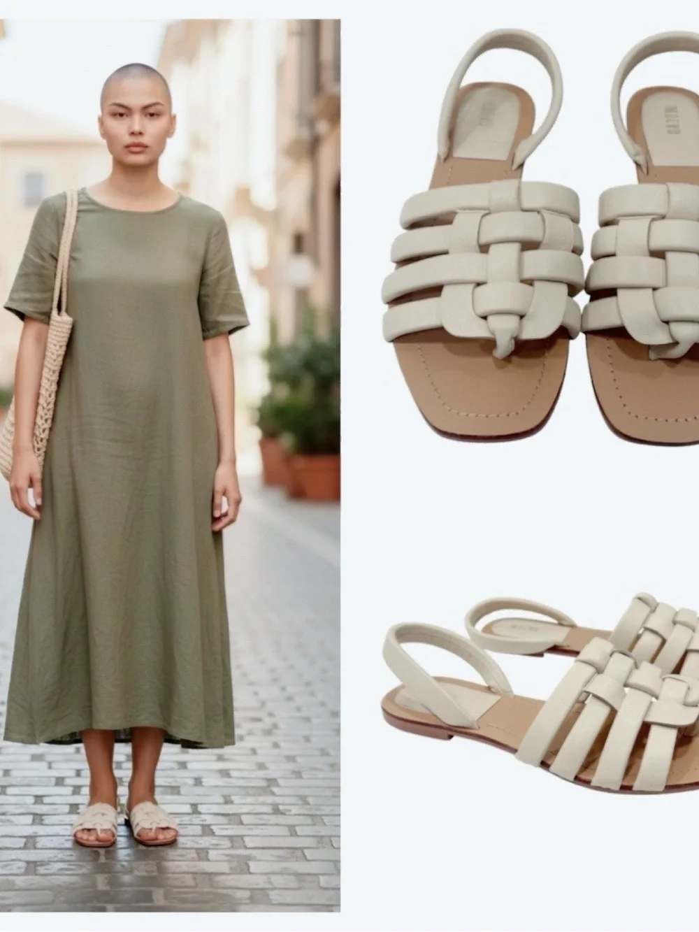 MAEVE Woven Strap Women's Sandals in Cream size 9 M